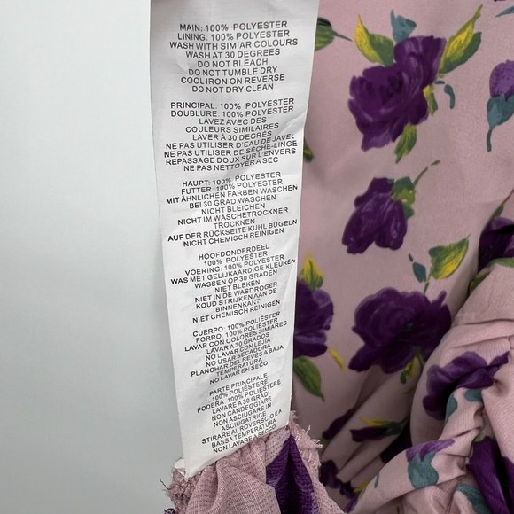 Nasty Gal Dress Purple Floral Print Balloon Sleeve Ruched Mini NWT - Picture 12 of 12